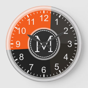 Grande Horloge Ronde Monogram Geometric Modern Retro Colorful #2