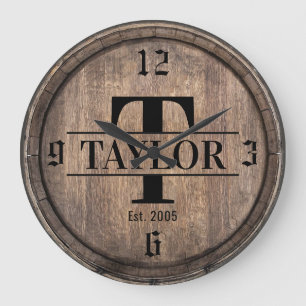 Grande Horloge Ronde Monogram Initial Vintage Family Nom Established