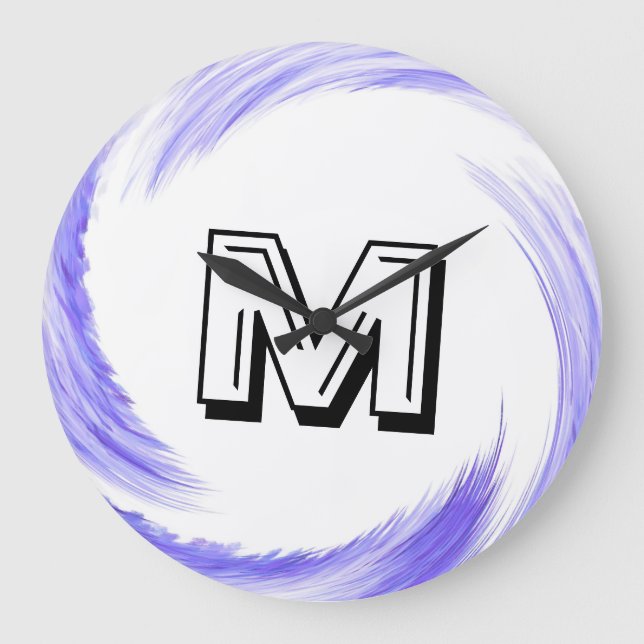 Grande Horloge Ronde Monograme bleu Abstract (Recto)