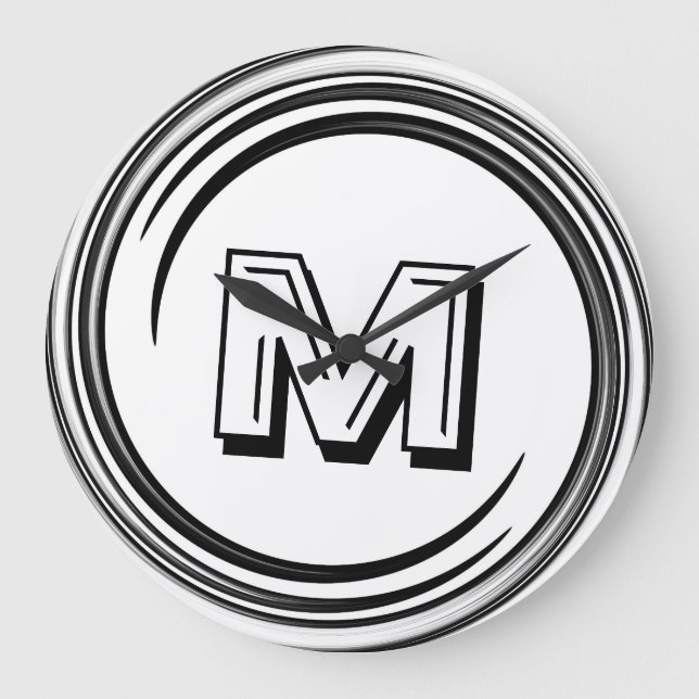 Grande Horloge Ronde Monograme de Black Swirl (Recto)