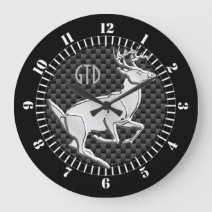 Grande Horloge Ronde Monograme de Chrome Like Running Deer Carbon