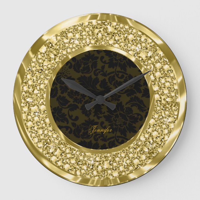 Grande Horloge Ronde Monograme de Glitter Diamonds (Recto)
