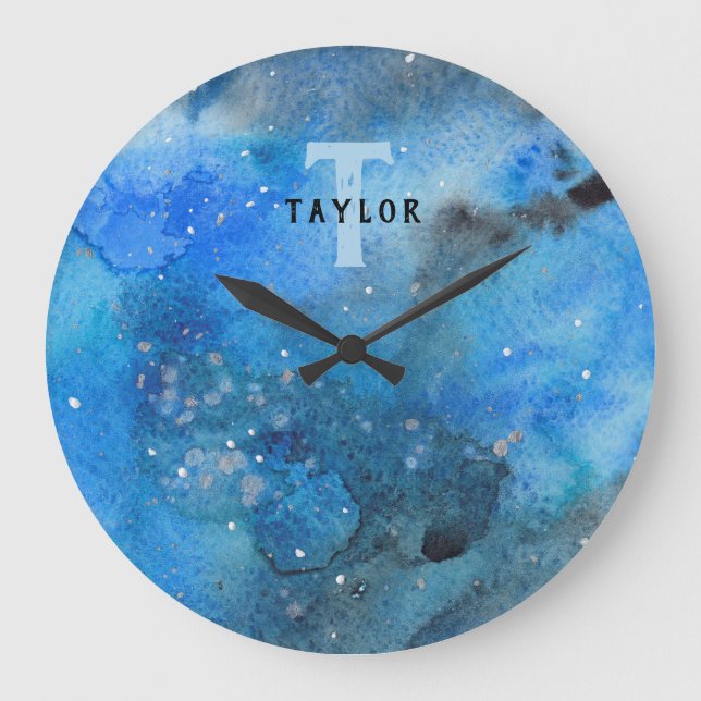 Grande Horloge Ronde Monogramme Art Abstrait (Recto)