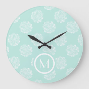 Grande Horloge Ronde Monogramme   Bonheur des Plantes   Pastel Succulen