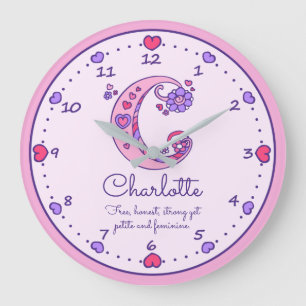 Grande Horloge Ronde Monogramme C Charlotte nom de coeur signifiant hor
