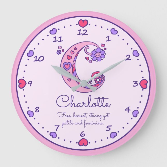 Grande Horloge Ronde Monogramme C Charlotte nom de coeur signifiant hor (Recto)