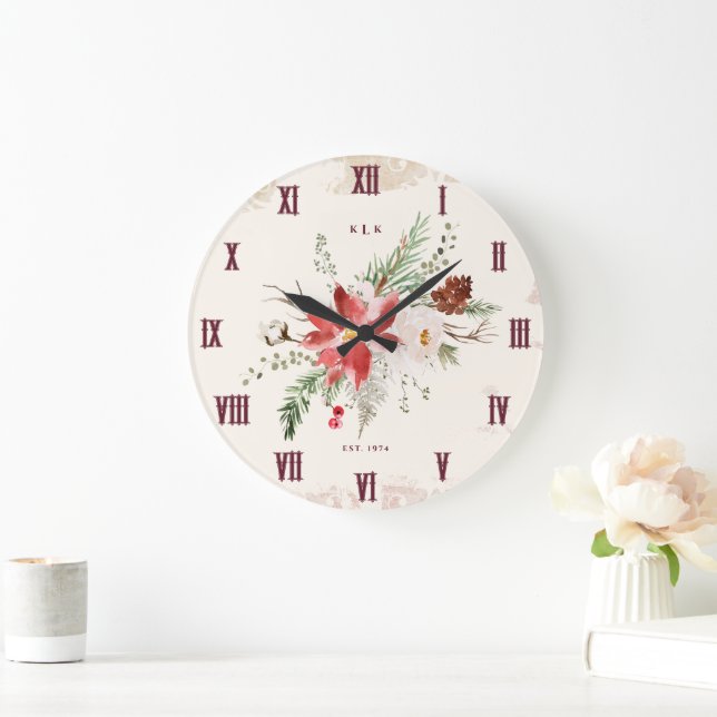 Grande Horloge Ronde Monogramme cadeau de Noël Russe Noël (Maison)
