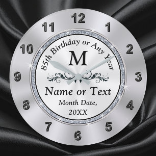 Grande Horloge Ronde Monogramme, Cadeau pour ses 85 ans pour lui ou ell