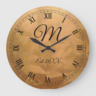 Grande Horloge Ronde Monogramme d'anniversaire personnalisable Cuivre M