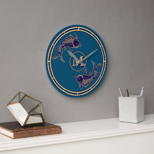 Grande Horloge Ronde Monogramme de carpe koï japonaise