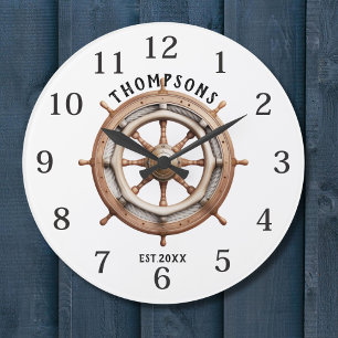 Grande Horloge Ronde Monogramme de conception de roue marine nautique