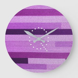 Grande Horloge Ronde Monogramme en tissu fileté violet Customisé