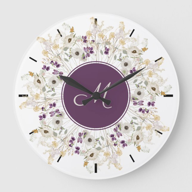 Grande Horloge Ronde Monogramme Fleur sauvage souple pourpre Monogramme (Recto)