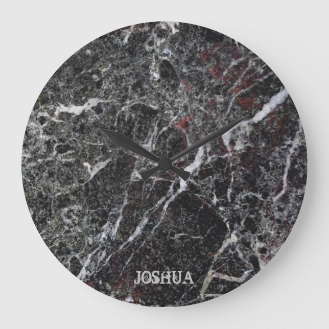 Grande Horloge Ronde Monogramme Gris Foncé Et Pierre Marbre blanc (Recto)