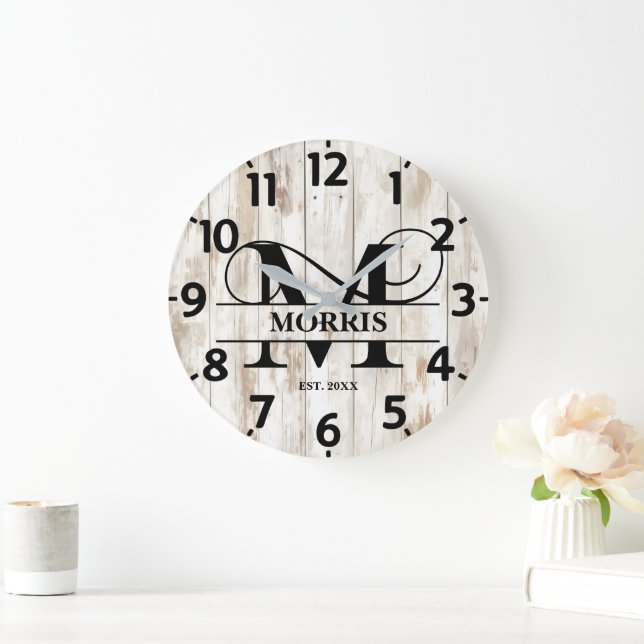 Grande Horloge Ronde Monogramme M Maison Rustique (Maison)