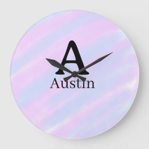 Grande Horloge Ronde Monogramme majuscule masculine ajouter un nom past