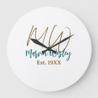 Monogramme marron bleu turquoise année simple mini