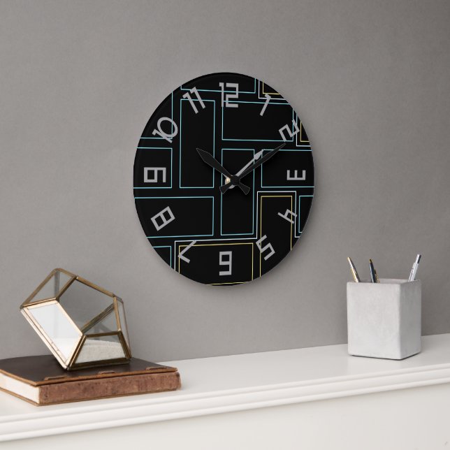 Grande Horloge Ronde Monogramme Numéros rustiques (Bureau)