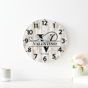 Grande Horloge Ronde Monogramme rustique de la vie agricole