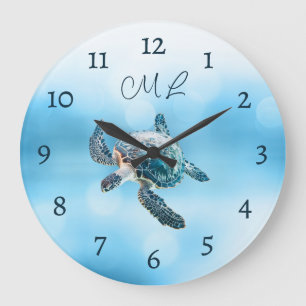 Grande Horloge Ronde Monogramme Tortue Argent 3D