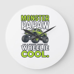 Grande Horloge Ronde Monstre Papaw Roues Cool Drôle Monstre Camion Dési