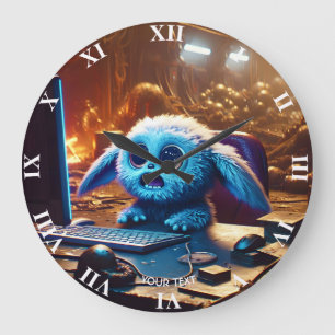 Grande Horloge Ronde Monstre peu mignon et doux de fantaisie