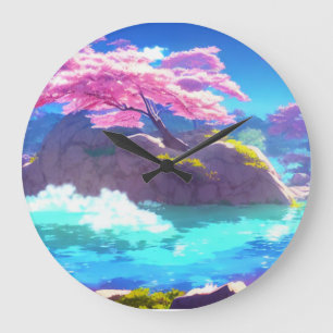 Grande Horloge Ronde Montagne de Cerisier Blossom