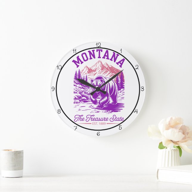 Grande Horloge Ronde Montana Treasure State Bear (Maison)