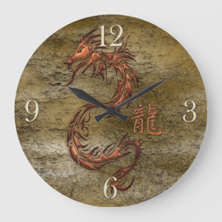 Grande Horloge Ronde Montre asiatique orientale de concepteur de dragon