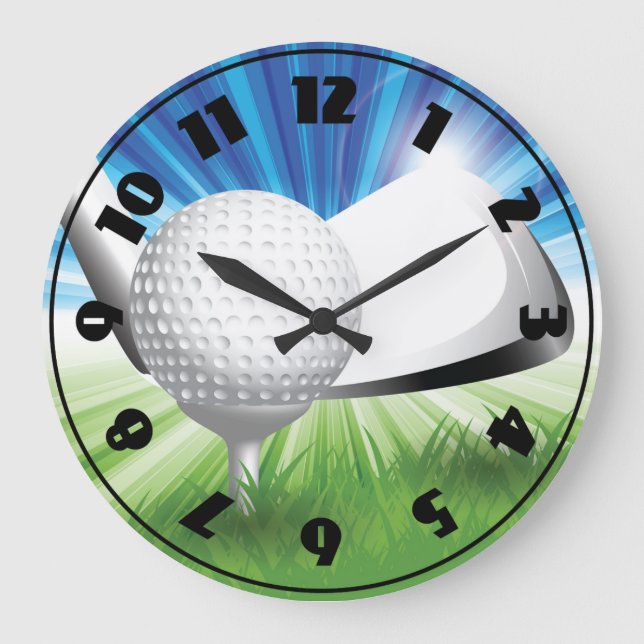Grande Horloge Ronde Montre Balle de Golf et Tee (Recto)