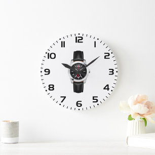 Grande Horloge Ronde Montre Chronographe Noire de luxe Timepiece élégan