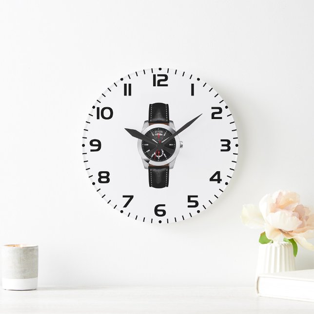 Grande Horloge Ronde Montre Chronographe Noire de luxe Timepiece élégan (Créateur téléchargé)