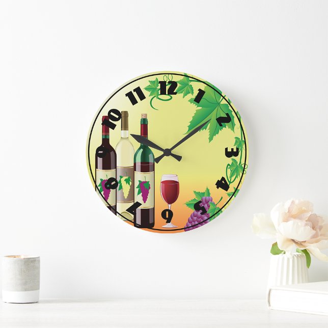 Grande Horloge Ronde Montre Vin Avec Raisins (Créateur téléchargé)