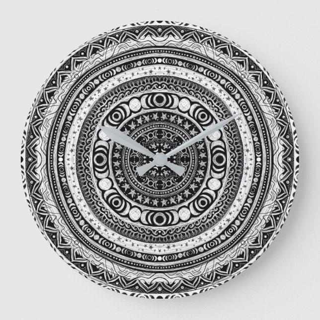 Grande Horloge Ronde Moon Child Mandala Triple Moon Witch  (Recto)
