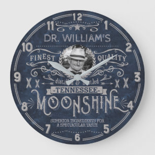 Grande Horloge Ronde Moonshine Vintage Hillbilly Medicine Custom Blue