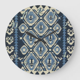 Grande Horloge Ronde Moquette orientale turque Perse bleu