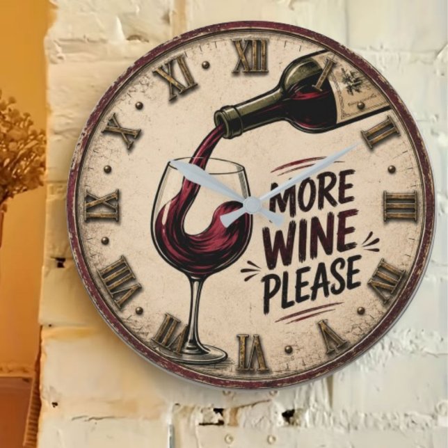 Grande Horloge Ronde More Wine Please Rustic Home Bar (Créateur téléchargé)