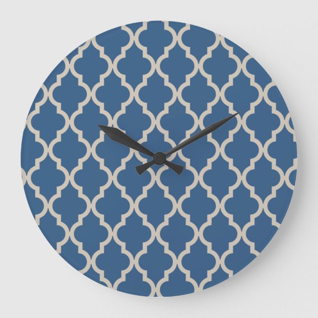 Grande Horloge Ronde Moroccan Pattern: Blue & Beige (Recto)
