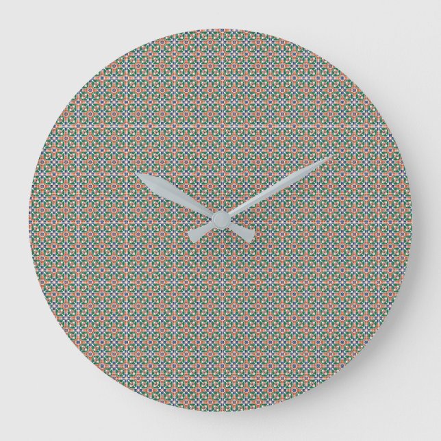 Grande Horloge Ronde Moroccan Zellige Pattern Ornate Wall Clock (Recto)