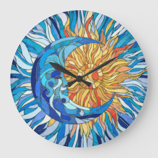 Grande Horloge Ronde Mosaïque du soleil et de la lune (Recto)