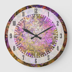 Grande Horloge Ronde Mosaïque en verre tendu