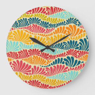 Grande Horloge Ronde Mosaïque feuillue