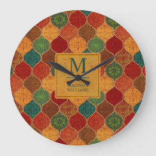 Grande Horloge Ronde Mosaique géométrique marocaine sans couture modèle