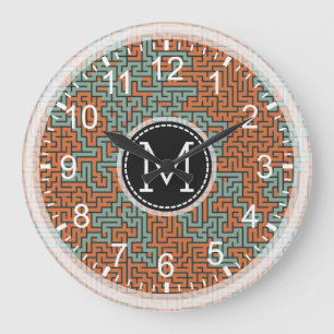 Grande Horloge Ronde Mosaïque moderne Monogramme #14