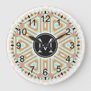 Grande Horloge Ronde Mosaïque moderne Monogramme #17
