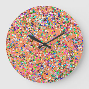 Grande Horloge Ronde Mosaïque multicolore Parties scintillant moderne G
