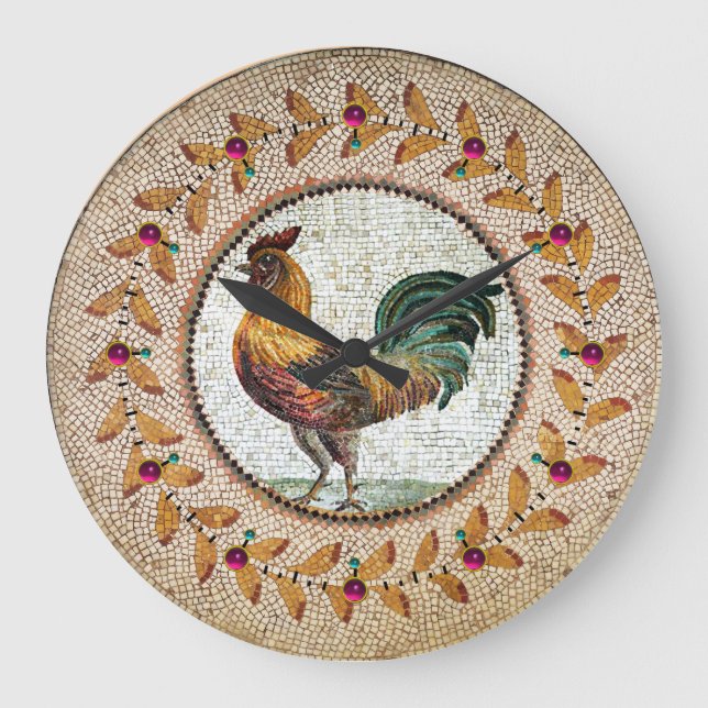 GRANDE HORLOGE RONDE MOSAÏQUES ROMAINES ANCIENNES / ROOSTER (Recto)