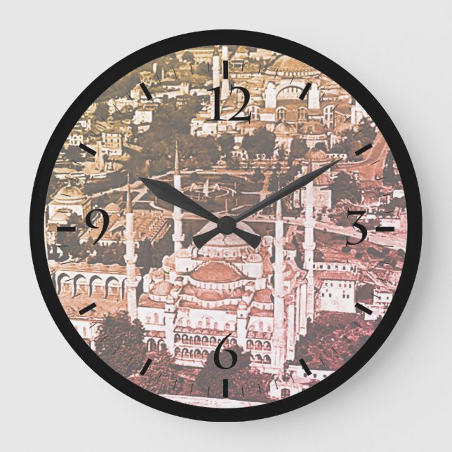 Grande Horloge Ronde mosquée bleue présentation (Recto)