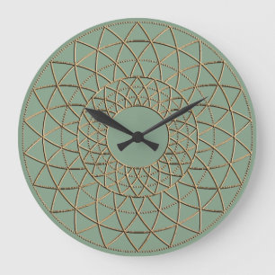 Grande Horloge Ronde Moss Green Metallic Circle Patters