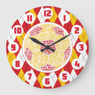Grande Horloge Ronde Mot de balle de football Art Football